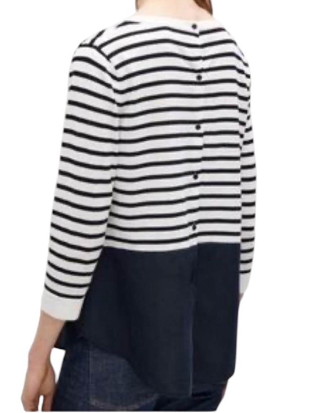 COS Women's Striped Cotton and Silk Mixed-Media Top w/ Button-down Back Panel XS - Picture 3 of 9